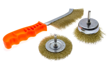 Кордщетка для дрели, набор 3 шт. - ручная 250мм, 75мм радиальная, 75мм чашка, ЧЕГЛОК (48)