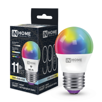 Лампа светодиодная LED-ШАР-RGBW-SMART 11Вт 230В Wi-Fi Е27 RGB-3000-6500К 990Лм IN HOME