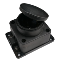 Розетка одинарная с заземлением каучук с заглушкой 16А IP44 черная 9321 IN HOME