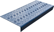 Противоскользящая накладка на ступень средняя облегченная угловая (Проступь резиновая) 750х305х71 мм, синяя
