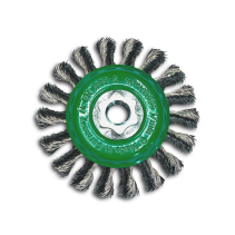 Щетка коническая жгутовая, Д100 мм, ширина 12 мм, 18 жгутов, нержавеющая прямая проволока ROH 0,50 мм, посадка М14