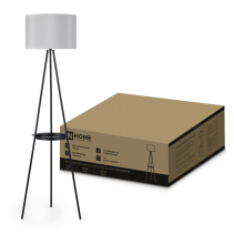 Светильник напольный под лампу ТНО 04ПВ-Е27-GB 230В полка, серый абажур, черная тренога IN HOME