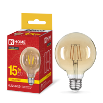Лампа светодиодная LED-GL125-deco gold 15Вт 230В E27 3000K 1390Лм 125мм золотистая IN HOME