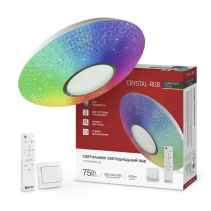 Светильник светодиодный COMFORT CRYSTAL-RGB 75Вт 230В 3000-6500K 6000Лм 500x115мм с пультом ДУ IN HOME