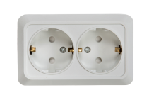 Розетка двойная с заземлением со шторкой BOLLETO белая накладная 7128х IN HOME