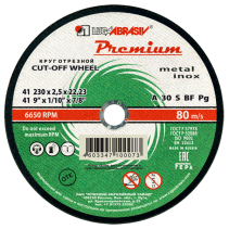 Круг отрезной 41 230 2.5 22.23 A 30 S BF 80 мет.+нерж.prem.