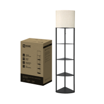 Светильник напольный под лампу этажерка угловая ТНО 11С-Е27-NB бежевый абажур, черный корпус IN HOME