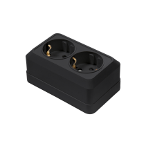 Розетка двойная с заземлением BOLLETO черная накладная 7128B IN HOME