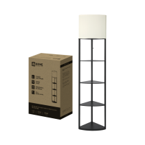 Светильник напольный под лампу этажерка угловая ТНО 11С-Е27-WB белый абажур, черный корпус IN HOME