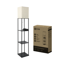 Светильник напольный этажерка ТНО 10USB-Е27-NB USB-C розетка, бежевый абажур, черный корпус IN HOME