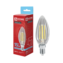 Лампа светодиодная LED-СВЕЧА-deco 15Вт 230В Е14 6500К 1455Лм прозрачная IN HOME
