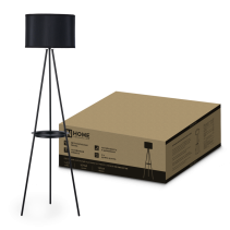 Светильник напольный под лампу ТНО 04ПВ-Е27-BB 230В полка, черный абажур, черная тренога IN HOME