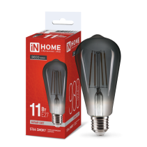 Лампа светодиодная LED-ST64-deco smoky 11Вт 230В E27 4000K 980Лм дымчатая IN HOME
