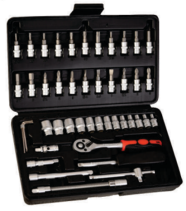 Set of heads and bits, 1/4" (6.3 mm) connection square, Cr-V, 46 pieces
