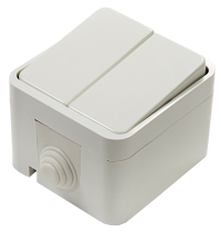 Выключатель двухклавишный AQUA белый полугерметичный 3200 IN HOME