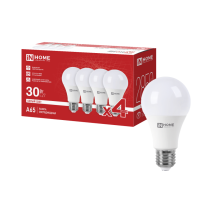 Лампа светодиодная LED-A65-VC 4PACK 30Вт 230В Е27 4000К 2850Лм (4шт./упак) IN HOME
