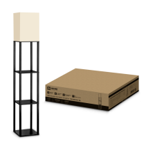 Светильник напольный под лампу ТНО 06КВUSB-Е27-NB 230В 2хUSB-C бежевый абажур, черный корпус IN HOME