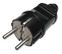 Вилка прямая с заземлением 16А черная 4240 IN HOME