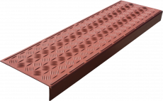 Противоскользящая накладка на ступень большая облегченная угловая (Проступь резиновая) 1000*305*71 мм, кирпичная