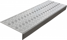 Противоскользящая накладка на ступень большая облегченная угловая (Проступь резиновая) 1000*305*71 мм, серая