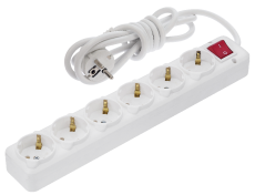 Удлинитель сетевой NE-AD с заземлением и выключателем, 6 гнезд, 5 метров