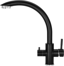 ABF-3KR-4H, Hybrid drinking faucet mixer, for ABF-TRIA and ABF-OSMO drinking systems, CHARCOAL series, 3 in 1, black