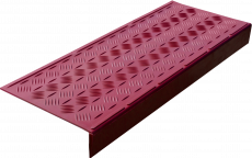 Противоскользящая накладка на ступень средняя облегченная угловая (Проступь резиновая) 750х305х71 мм, красная