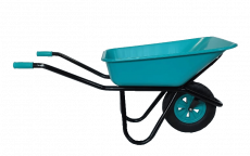 Construction wheelbarrow 1 wheel 110L/180kg, Premium turquoise plastic body (wheel not included)