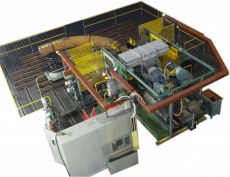 The machine is a special changeable CNC machine with a horizontal power table and a cutting and boring headstock CM 2072F3