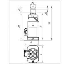 Hydraulic jack with a lifting capacity of 25,000 kg (25 tons)