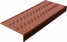 Противоскользящая накладка на ступень средняя облегченная угловая (Проступь резиновая) 750х305х71 мм, кирпичная