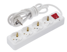 NE-AD network extension cable with earthing and switch, 4 sockets, 2 meters