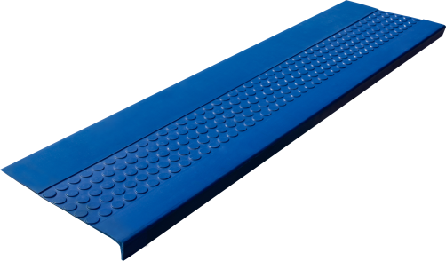 Накладка на ступень резиновая противоскользящая (Проступь) Удлиненная Пятачковая 1200x317x30 / цвет синий