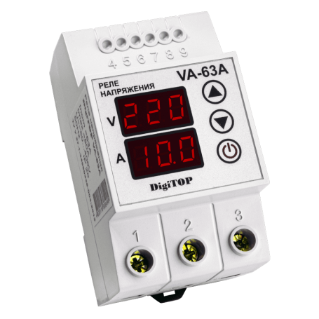 Voltage relay with current control VA-63A on DIN rail
