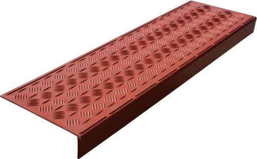 Противоскользящая накладка на ступень большая облегченная угловая (Проступь резиновая) 1000*305*71 мм, охра (оранжевая)