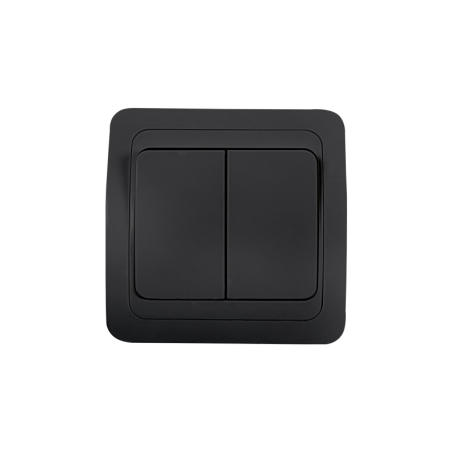 Выключатель двухклавишный CLASSICO черный 2023B IN HOME