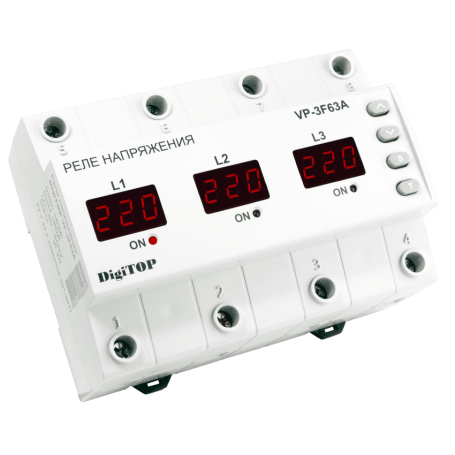 Voltage relay for 3-phase phase input Vp-3F63A on DIN rail