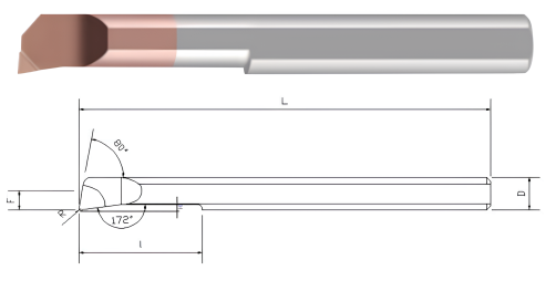 Резец расточной VHM Glit H-MTR8 R0,2 L₁22 GEEFUN Glit