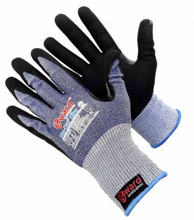 Противопорезные перчатки 5-го класса с микропористым нитрилом Gward No-Cut Hiro