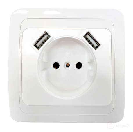Розетка одинарная CLASSICO с двумя USB белая 2147 IN HOME