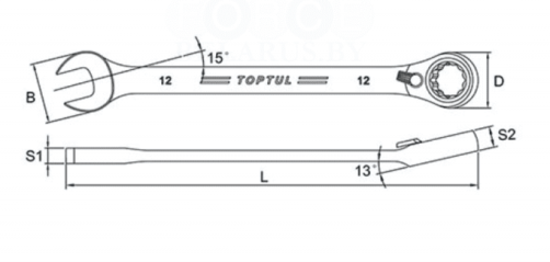 Ключ комбинированный трещоточный с реверсом 10 мм TOPTUL ABAF1010