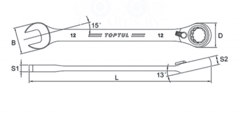 Combination ratchet wrench with 10 mm reverse TOPTUL ABAF1010