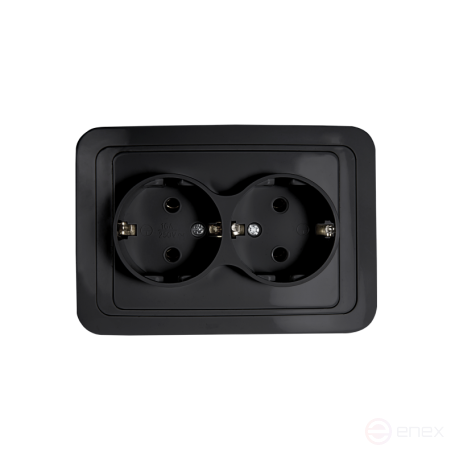 Розетка двойная с заземлением CLASSICO черная 2128B IN HOME