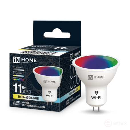Лампа светодиодная LED-JCDR-RGBW-SMART 11Вт 230В Wi-Fi GU5.3 RGB-3000-6500К 990Лм IN HOME