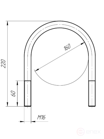 Керн Комплект хомут U образный гост 24137-80 м16х160 + 2 гайки + 2шайбы. Оцинкованный. 1 комплект RKU00161602001