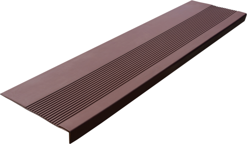 Накладка на ступень резиновая противоскользящая (Проступь) Удлиненная рифленая 1200x300x30 / цвет шоколад