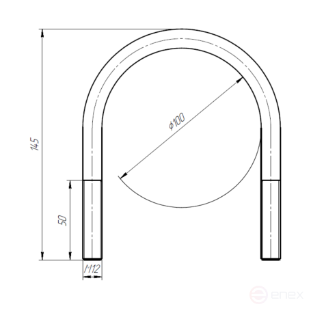 Керн Комплект хомут U образный гост 24137-80 м12х100 + 2 гайки + 2шайбы. Оцинкованный. 5 комплектов RKU00121002005