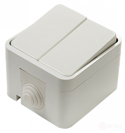 Выключатель двухклавишный AQUA белый полугерметичный 3200 IN HOME