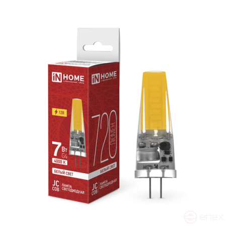 Лампа светодиодная LED-JC-COB 7Вт 12В G4 4000К 720Лм IN HOME