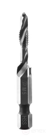 Сверло-метчик ПРАКТИКА М5 шаг 0,8 мм, длина 54 мм, хвостовик HEX 1/4